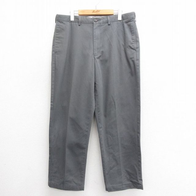 W36★古着 ランズエンド パンツ メンズ コットン 濃グレー 25jun24 中古 ボトムス ロング