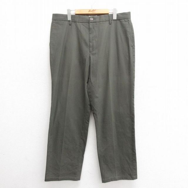 W38★古着 ドッカーズ パンツ メンズ ワンポイントロゴ 緑 グリーン 25jun24 中古 ボトムス ロング