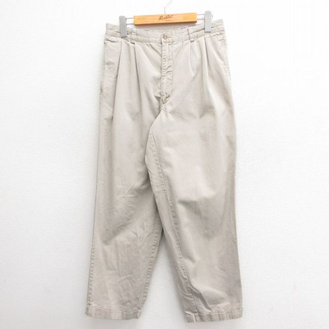 W30★古着 チノ パンツ チノパン メンズ コットン ベージュ カーキ 25jun24 中古 ボトムス ロング