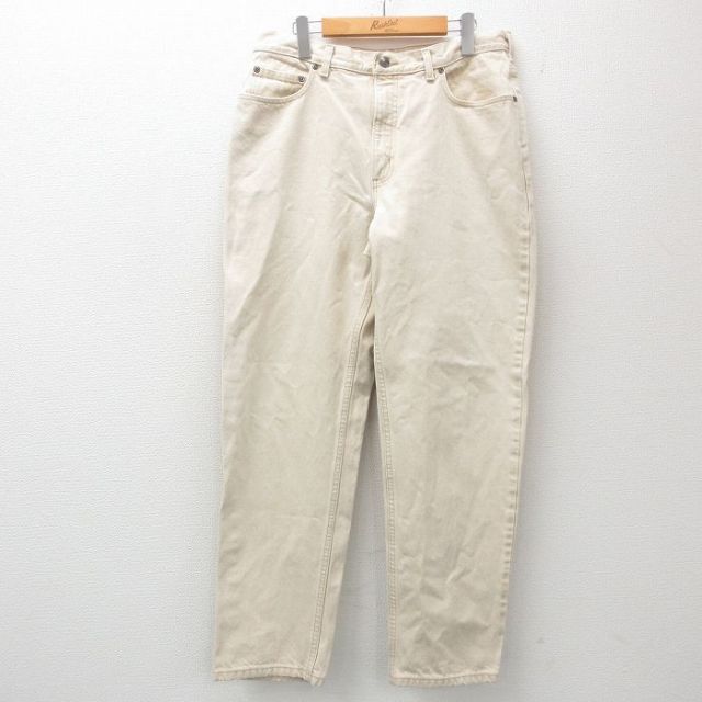 W35★古着 ランズエンド ジーンズ メンズ 00年代 00s コットン 薄ベージュ カーキ デニム 25jun25 中古 ボトムス ジーパン Gパン ロング パンツ