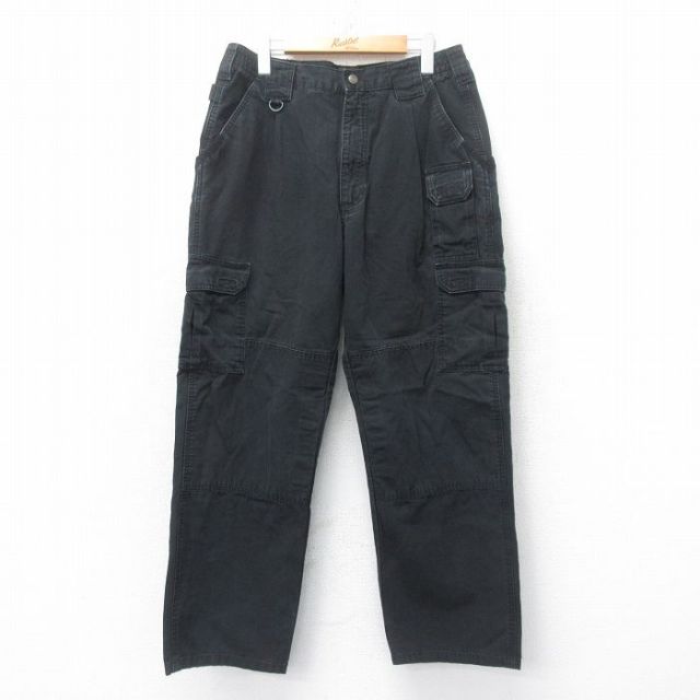 W34★古着 5.11 タクティカル カーゴ パンツ メンズ ダック地 ダブルニー 黒 ブラック 25jun26 中古 ボトムス ロング