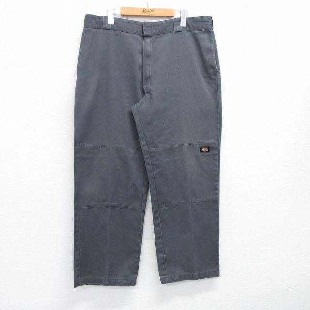 W38★古着 ディッキーズ Dickies ワーク パンツ メンズ ダブルニー グレー 25jun26 中古 ボトムス ロング