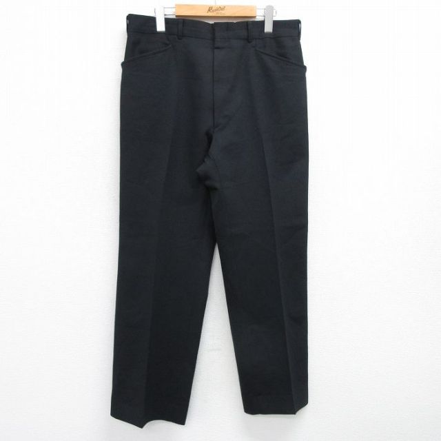 W34★古着 HAGGAR スラックス パンツ メンズ 80年代 80s タロン 黒 ブラック 25jun26 中古 ボトムス ロング