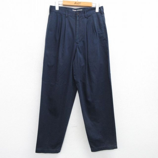 W28★古着 STRUCTURE パンツ メンズ 紺 ネイビー 25jun26 中古 ボトムス ロング