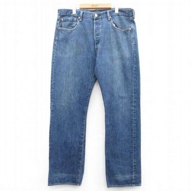 W36★古着 リーバイス Levis 501 ジーンズ メンズ コットン 紺 ネイビー デニム 【spe】 25jun26 中古 ボトムス ジーパン Gパン ロング パンツ