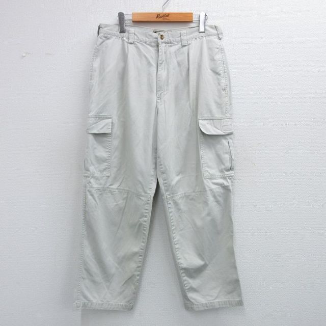 W34★古着 ビューグルボーイ カーゴ パンツ メンズ コットン 薄グレー 25jun26 中古 ボトムス ロング