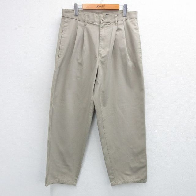 W34★古着 パンツ メンズ ベージュ カーキ 25jun26 中古 ボトムス ロング