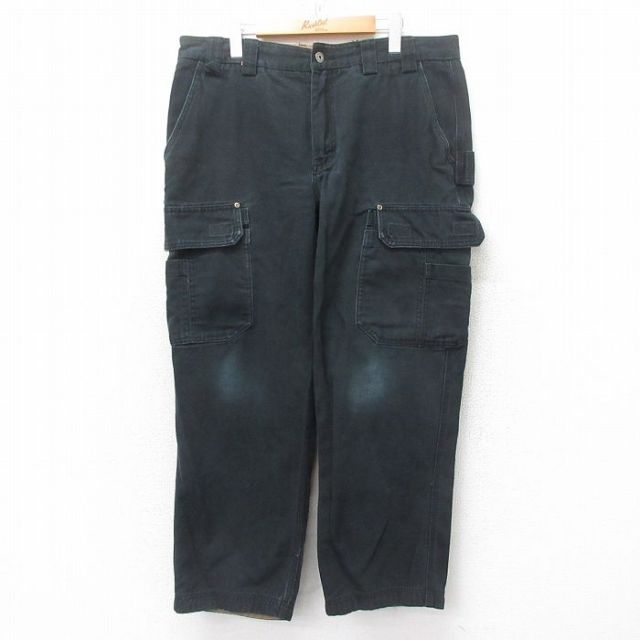 W37★古着 DULUTH TRADING カーゴ パンツ メンズ ダック地 黒 ブラック 25jun27 中古 ボトムス ロング