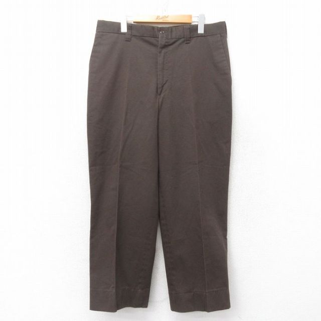 W35★古着 ワーク パンツ メンズ 80年代 80s USA製 茶 ブラウン 25jun27 中古 ボトムス ロング