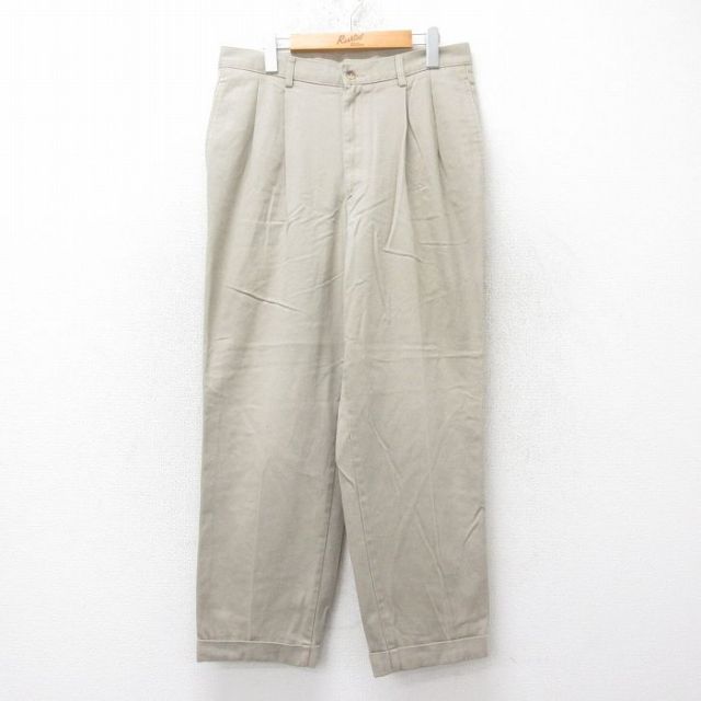 【50%OFF】W33★古着 JOS A BANK パンツ メンズ コットン ベージュ カーキ 25jun27 中古 ボトムス ロング