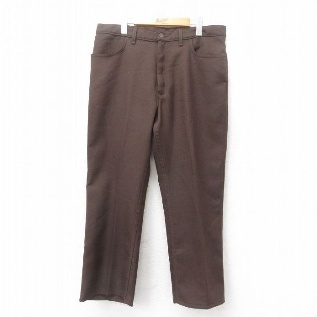 W37★古着 パンツ メンズ 茶 ブラウン 25jun27 中古 ボトムス ロング