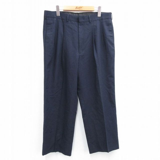 【50%OFF】W36★古着 FARAH スラックス パンツ メンズ 濃紺 ネイビー 25jun28 中古 ボトムス ロング