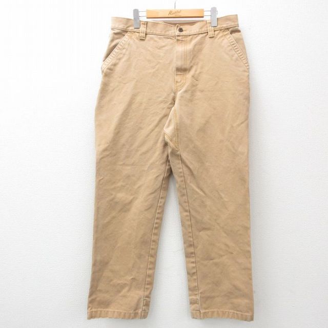 W36★古着 エルエルビーン LLBEAN ペインター パンツ メンズ ダック地 コットン 薄茶 ブラウン 25jul02 中古 ボトムス ロング