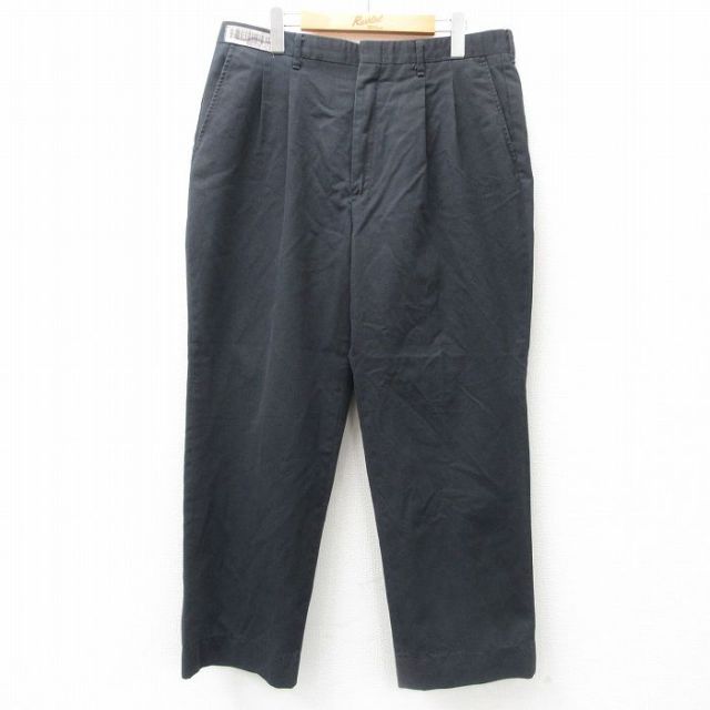 W35★古着 スラックス パンツ メンズ 90年代 90s USA製 黒 ブラック 25jul02 中古 ボトムス ロング