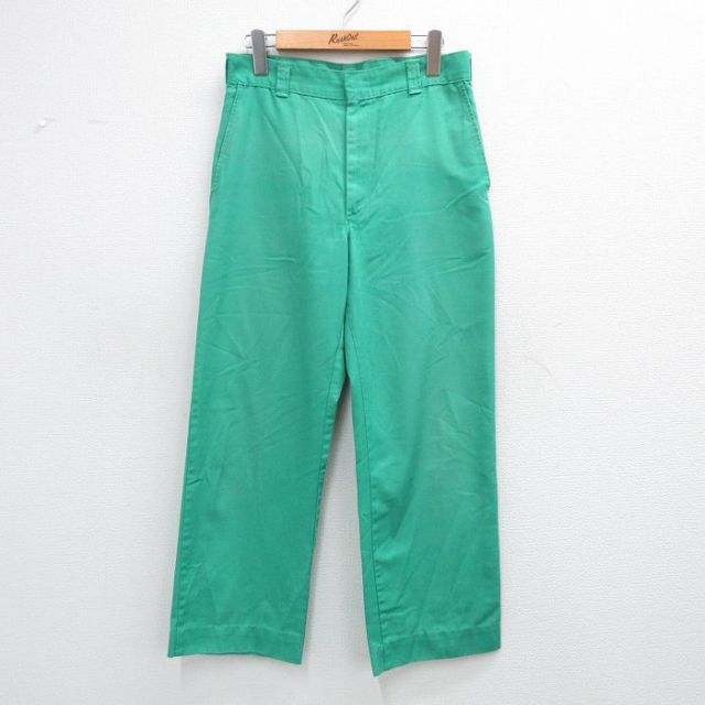 W30★古着 ラングラー Wrangler ワーク パンツ メンズ 80年代 80s USA製 緑系 グリーン 25jul03 中古 ボトムス ロング