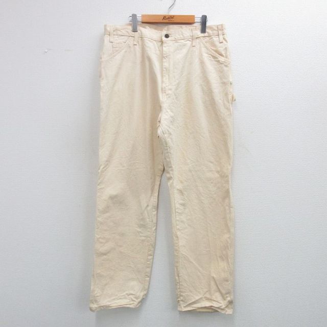 W40★古着 ディッキーズ Dickies ペインター パンツ メンズ 80年代 80s 大きいサイズ コットン タロン 生成り 25jul03 中古 ボトムス ロング