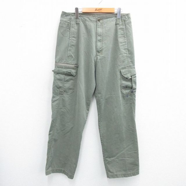 W34★古着 アールイーアイ REI カーゴ パンツ メンズ 薄緑 グリーン 25jul05 中古 ボトムス ロング