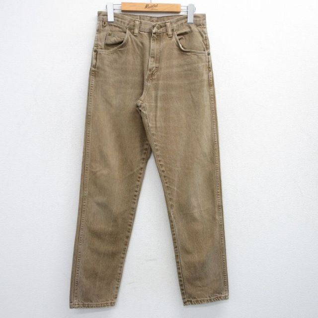 【50%OFF】W29★古着 ラングラー Wrangler ジーンズ メンズ 90年代 90s ヒゲ コットン USA製 茶 ブラウン デニム 25jul04 中古 ボトムス ジーパン Gパン ロング パンツ