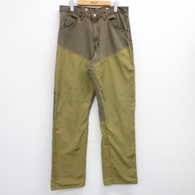 【20%OFF】W34★古着 ラングラー Wrangler ハンティング パンツ メンズ コットン 茶他 ブラウン デニム 25jul04 中古 ボトムス ロング