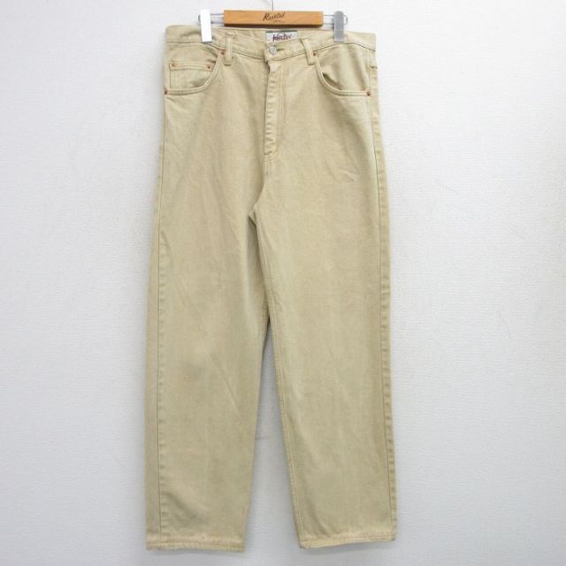 【20%OFF】W34★古着 ジーンズ メンズ 90年代 90s コットン ベージュ カーキ デニム 25jul04 中古 ボトムス ジーパン Gパン ロング パンツ