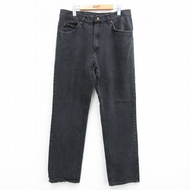 W35★古着 リー Lee ジーンズ メンズ コットン 黒 ブラック デニム 25jul04 中古 ボトムス ジーパン Gパン ロング パンツ