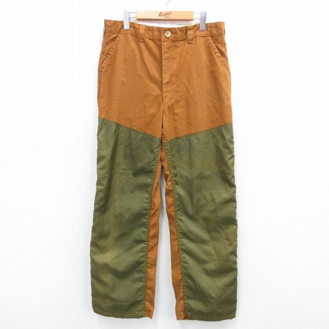 W35★古着 SAFTBAK ハンティング パンツ メンズ 80年代 80s ダブルニー ダック地 茶他 ブラウン 【spe】 25jul04 中古 ボトムス ロング