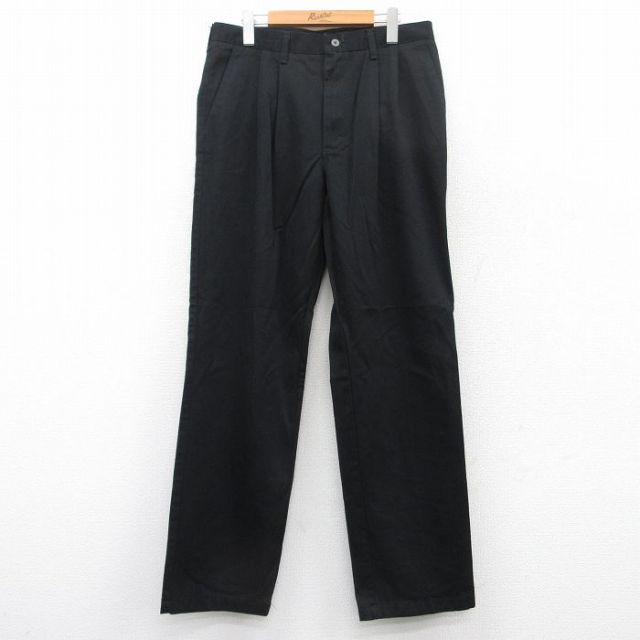 W34★古着 ラングラー Wrangler パンツ メンズ コットン 黒 ブラック 25jul04 中古 ボトムス ロング