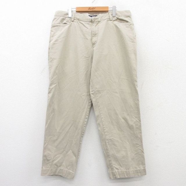 【50%OFF】W38★古着 パンツ メンズ コットン 薄ベージュ カーキ 25jul04 中古 ボトムス ロング