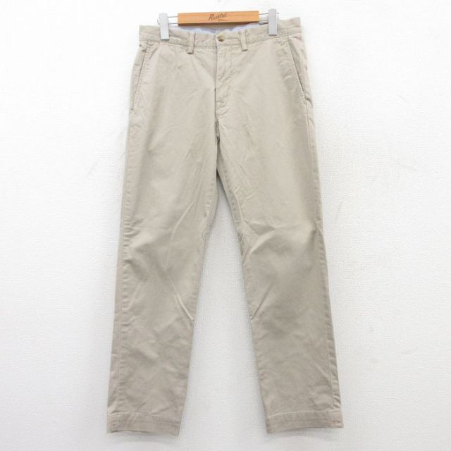 W31★古着 ラルフローレン Ralph Lauren ブランド パンツ メンズ ワンポイントロゴ 薄ベージュ カーキ 25jul07 中古 ボトムス ロング