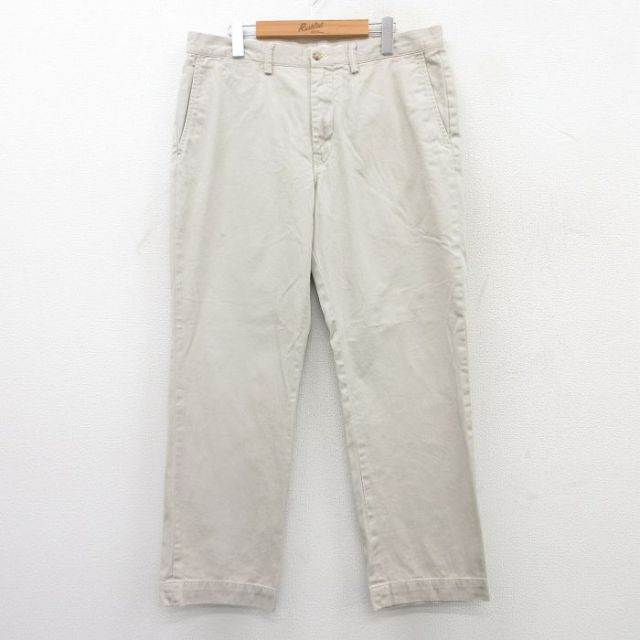 W35★古着 ラルフローレン Ralph Lauren ブランド パンツ メンズ ワンポイントロゴ コットン 薄ベージュ カーキ 25jul07 中古 ボトムス ロング