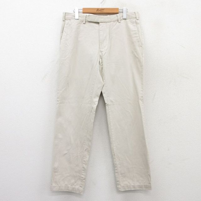 W32★古着 ラルフローレン Ralph Lauren ブランド パンツ メンズ 90年代 90s コットン 薄ベージュ カーキ 25jul07 中古 ボトムス ロング