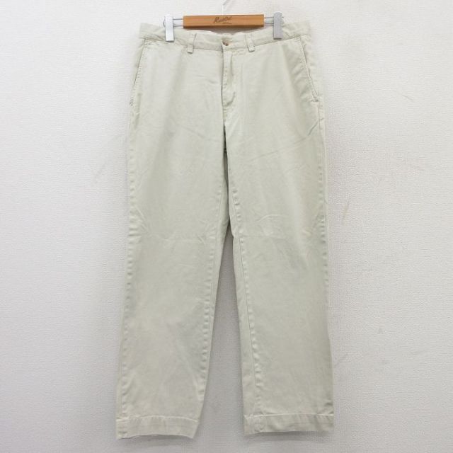 W33★古着 ラルフローレン Ralph Lauren ブランド パンツ メンズ コットン 薄ベージュ カーキ 25jul07 中古 ボトムス ロング