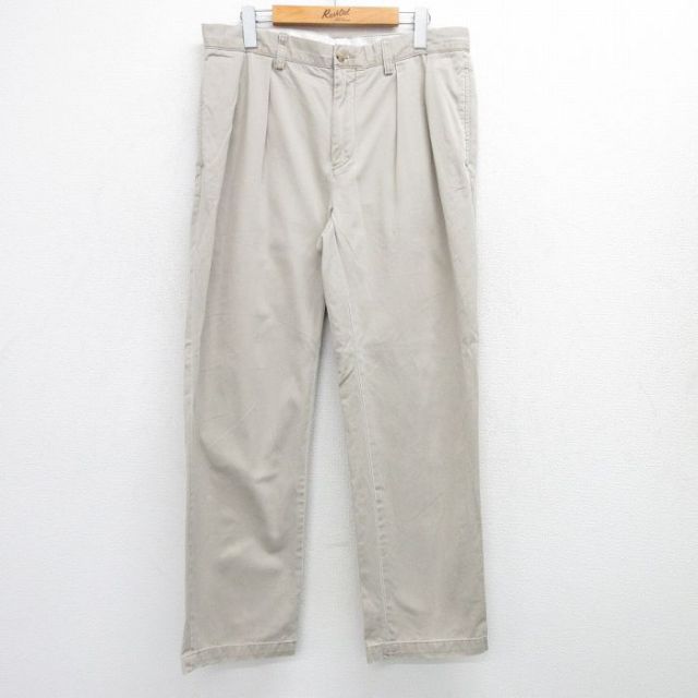W34★古着 ラルフローレン Ralph Lauren ブランド パンツ メンズ コットン 薄ベージュ カーキ 25jul07 中古 ボトムス ロング