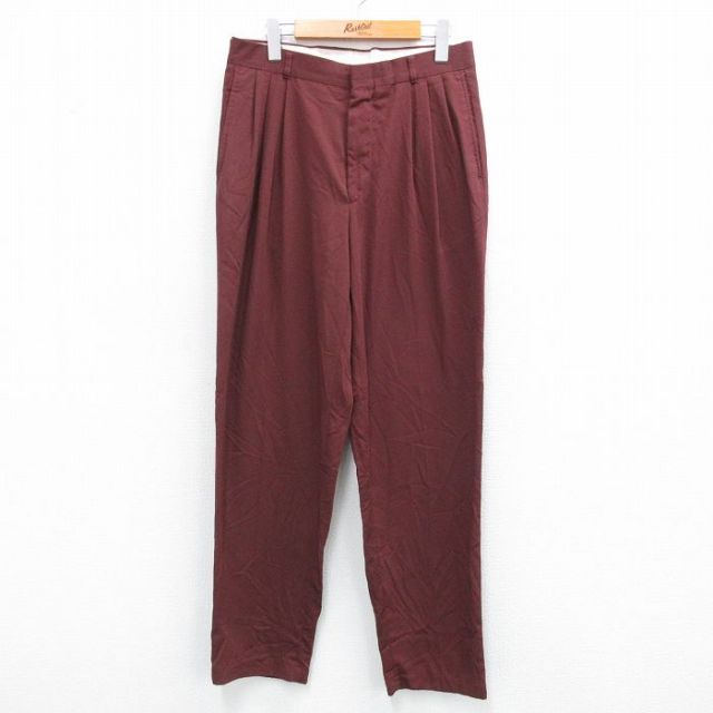 W32★古着 スラックス パンツ メンズ 90年代 90s エンジ 25jul07 中古 ボトムス ロング