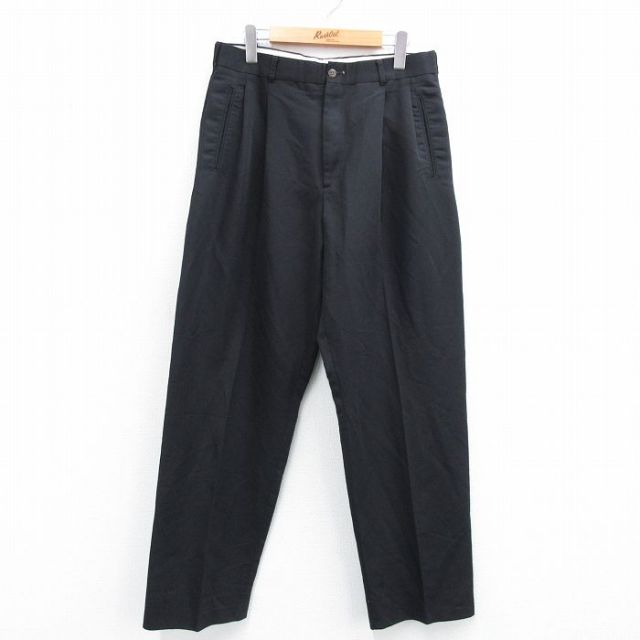 【50%OFF】W33★古着 HAGGAR パンツ メンズ 黒 ブラック 25jul07 中古 ボトムス ロング