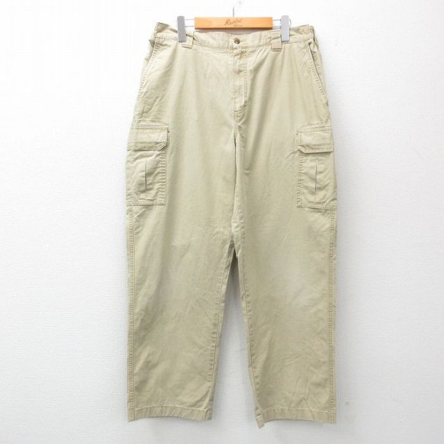 W35★古着 エルエルビーン LLBEAN カーゴ パンツ メンズ 00年代 00s コットン ベージュ カーキ 25jul07 中古 ボトムス ロング