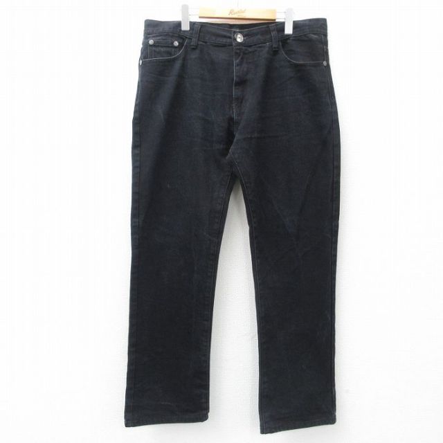 W38★古着 ジーンズ メンズ 黒 ブラック デニム 25jul07 中古 ボトムス ジーパン Gパン ロング パンツ