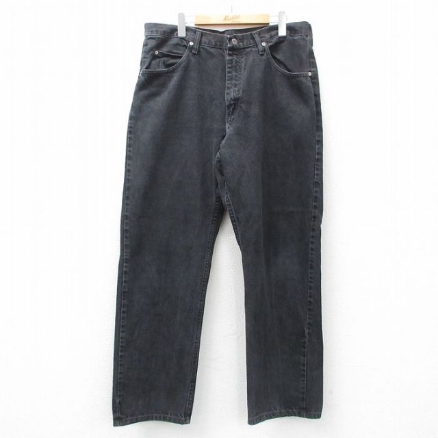 【20%OFF】W36★古着 ラングラー Wrangler ジーンズ メンズ コットン 黒 ブラック デニム 25jul07 中古 ボトムス ジーパン Gパン ロング パンツ