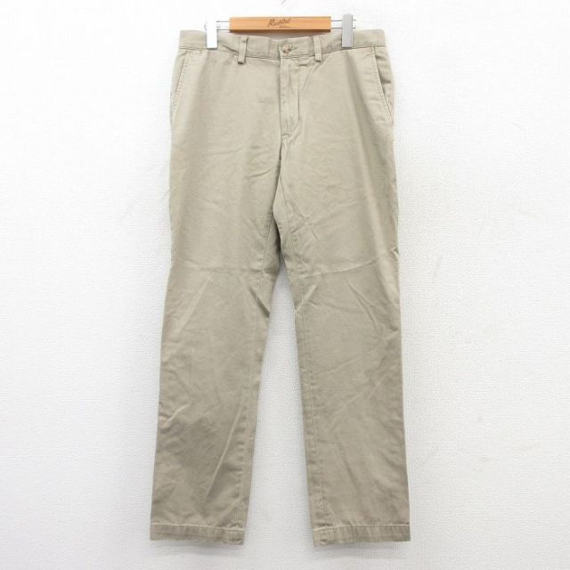 W33★古着 ラルフローレン Ralph Lauren ブランド パンツ メンズ コットン ベージュ カーキ 25jul08 中古 ボトムス ロング
