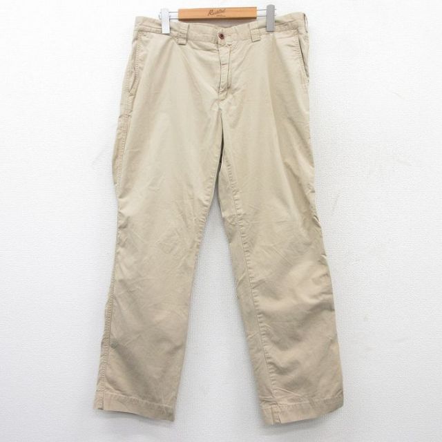 W35★古着 ラルフローレン Ralph Lauren ブランド パンツ メンズ 90年代 90s SUFFIELD コットン ベージュ カーキ 25jul09 中古 ボトムス ロング
