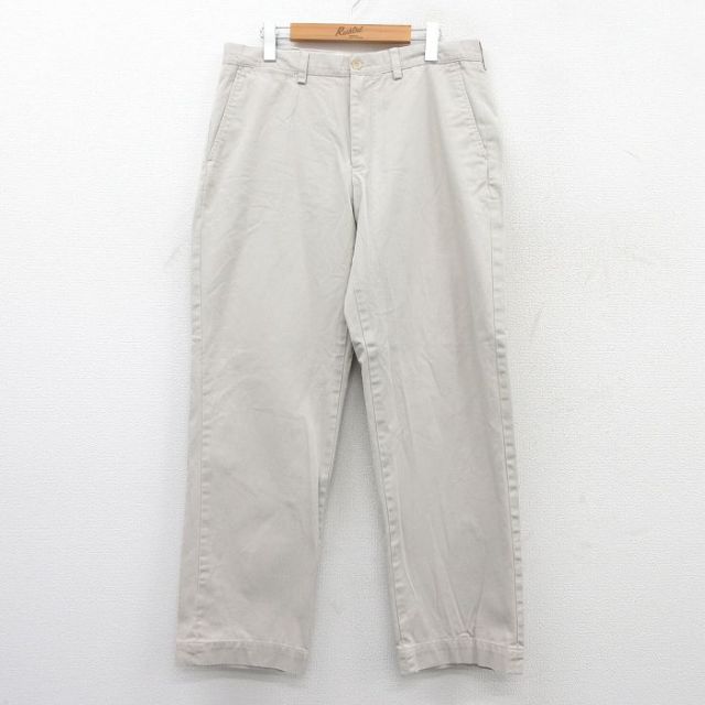 W35★古着 ラルフローレン Ralph Lauren ブランド パンツ メンズ 90年代 90s ワンポイントロゴ PRESTON コットン 薄ベージュ カーキ 25jul09 中古 ボトムス ロング