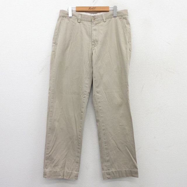 W34★古着 ラルフローレン Ralph Lauren ブランド パンツ メンズ 90年代 90s ワンポイントロゴ コットン ベージュ カーキ 25jul09 中古 ボトムス ロング