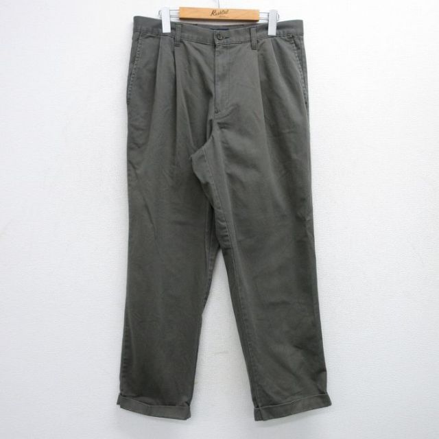 【20%OFF】W35★古着 ドッカーズ パンツ メンズ コットン 濃緑系 グリーン 25jul10 中古 ボトムス ロング