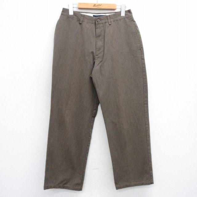W30★古着 STRUCTURE パンツ メンズ コットン 濃茶 ブラウン 霜降り 25jul10 中古 ボトムス ロング
