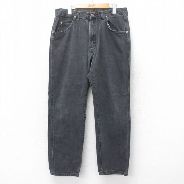 W36★古着 ラングラー Wrangler ジーンズ メンズ 00年代 00s コットン 黒 ブラック デニム 25jul10 中古 ボトムス ジーパン Gパン ロング パンツ