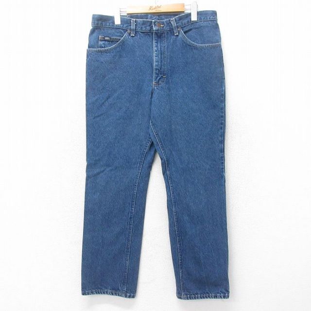 W36★古着 リー Lee ジーンズ メンズ 90年代 90s コットン USA製 紺 ネイビー デニム 25jul10 中古 ボトムス ジーパン Gパン ロング パンツ
