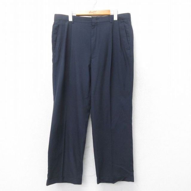 【20%OFF】W36★古着 HAGGAR スラックス パンツ メンズ 紺 ネイビー 25jul10 中古 ボトムス ロング