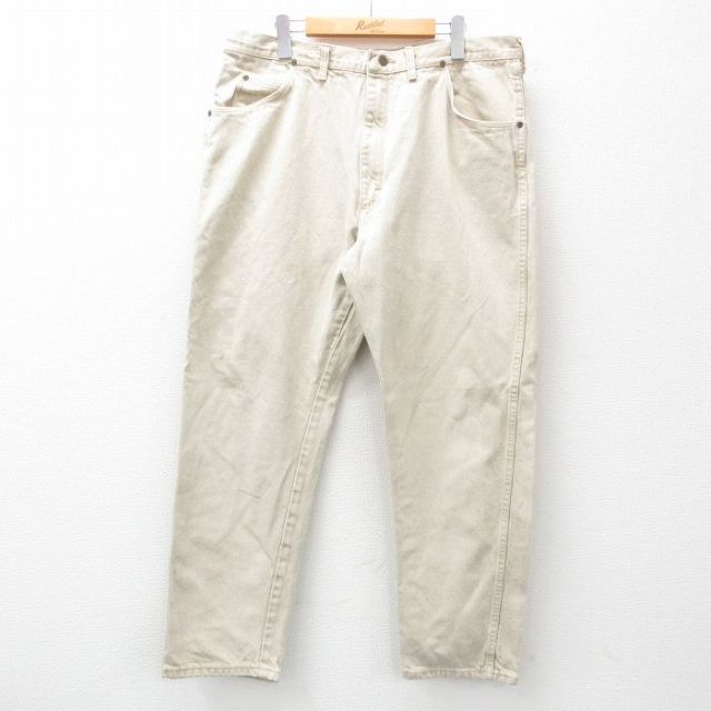 W38★古着 ラングラー Wrangler ジーンズ メンズ 90年代 90s コットン USA製 ベージュ カーキ デニム 25jul10 中古 ボトムス ジーパン Gパン ロング パンツ