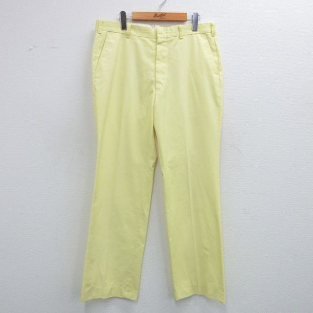 W35★古着 スラックス パンツ メンズ 80年代 80s タロン 黄 イエロー 25jul10 中古 ボトムス ロング