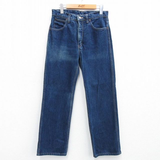 W30★古着 カルバンクライン Calvin Klein ジーンズ メンズ ヒゲ コットン 濃紺 ネイビー デニム 25jul10 中古 ボトムス ジーパン Gパン ロング パンツ